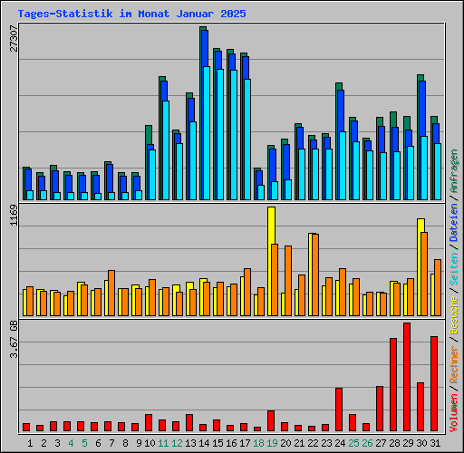 Tages-Statistik im Monat Januar 2025